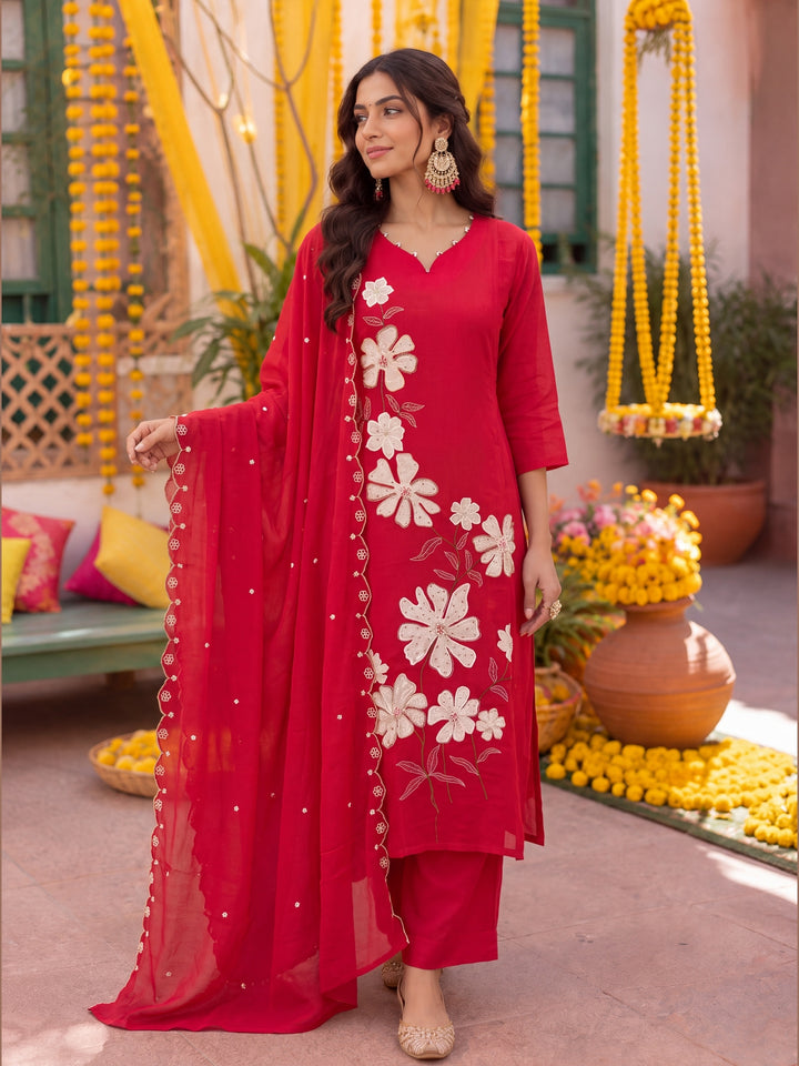 Pink Mal Chanderi Kurta Dupatta Pant Set