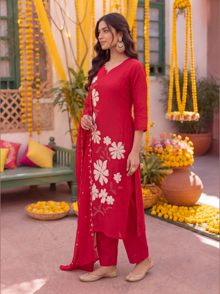 Pink Mal Chanderi Kurta Dupatta Pant Set