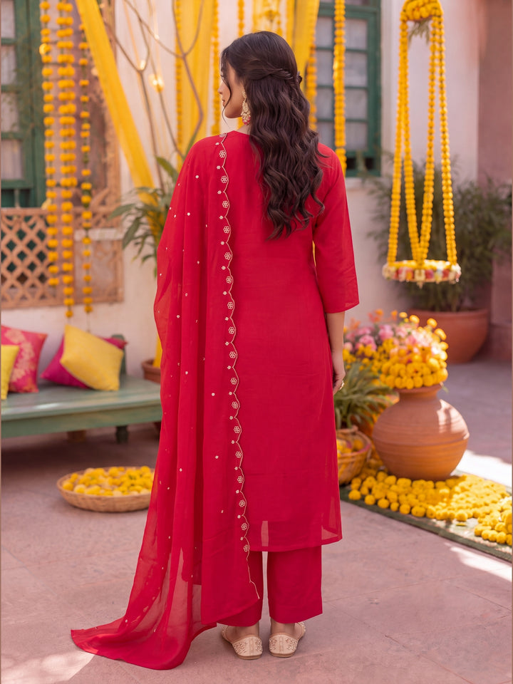 Pink Mal Chanderi Kurta Dupatta Pant Set