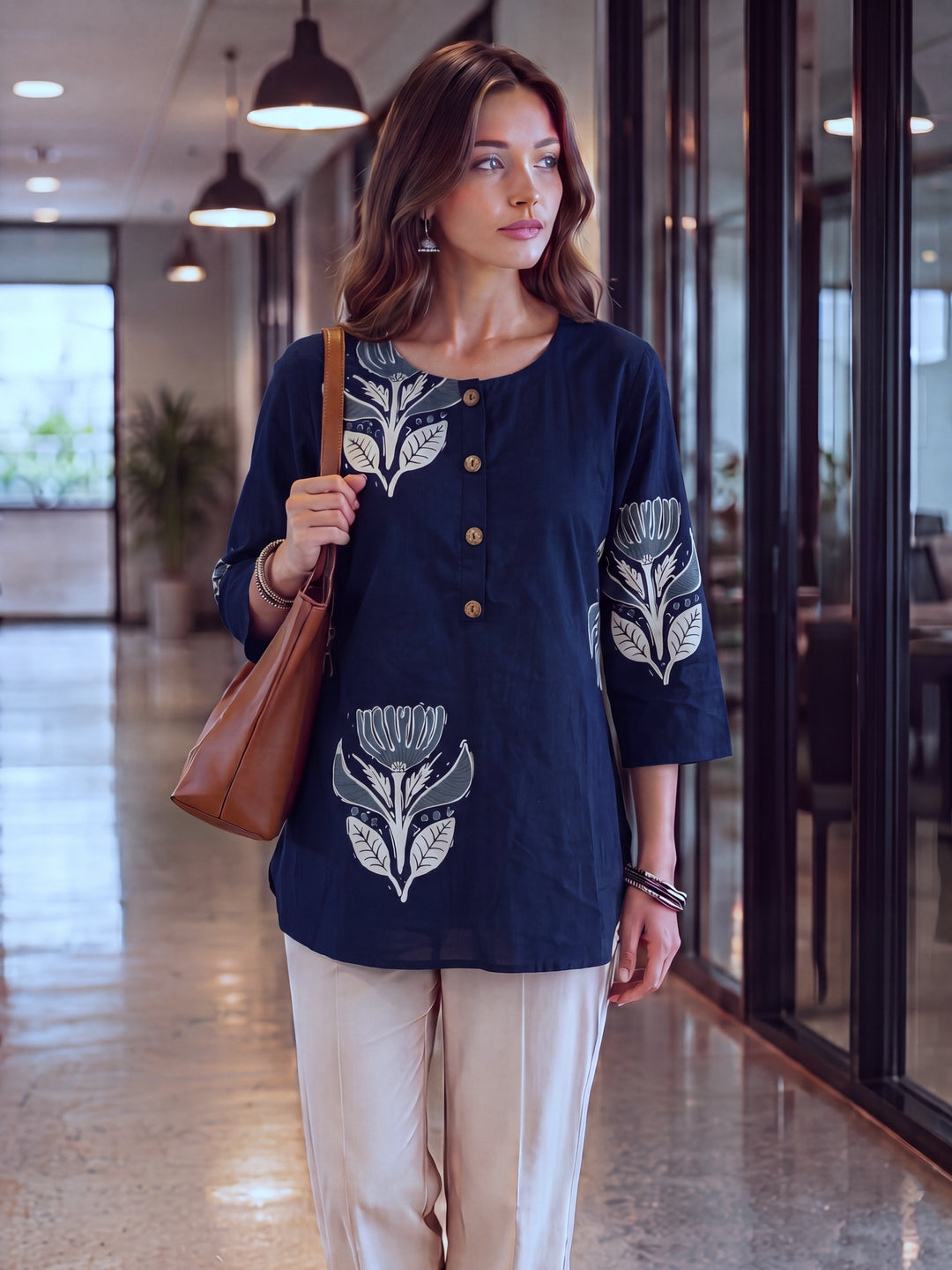 Navy Blue Cotton Top