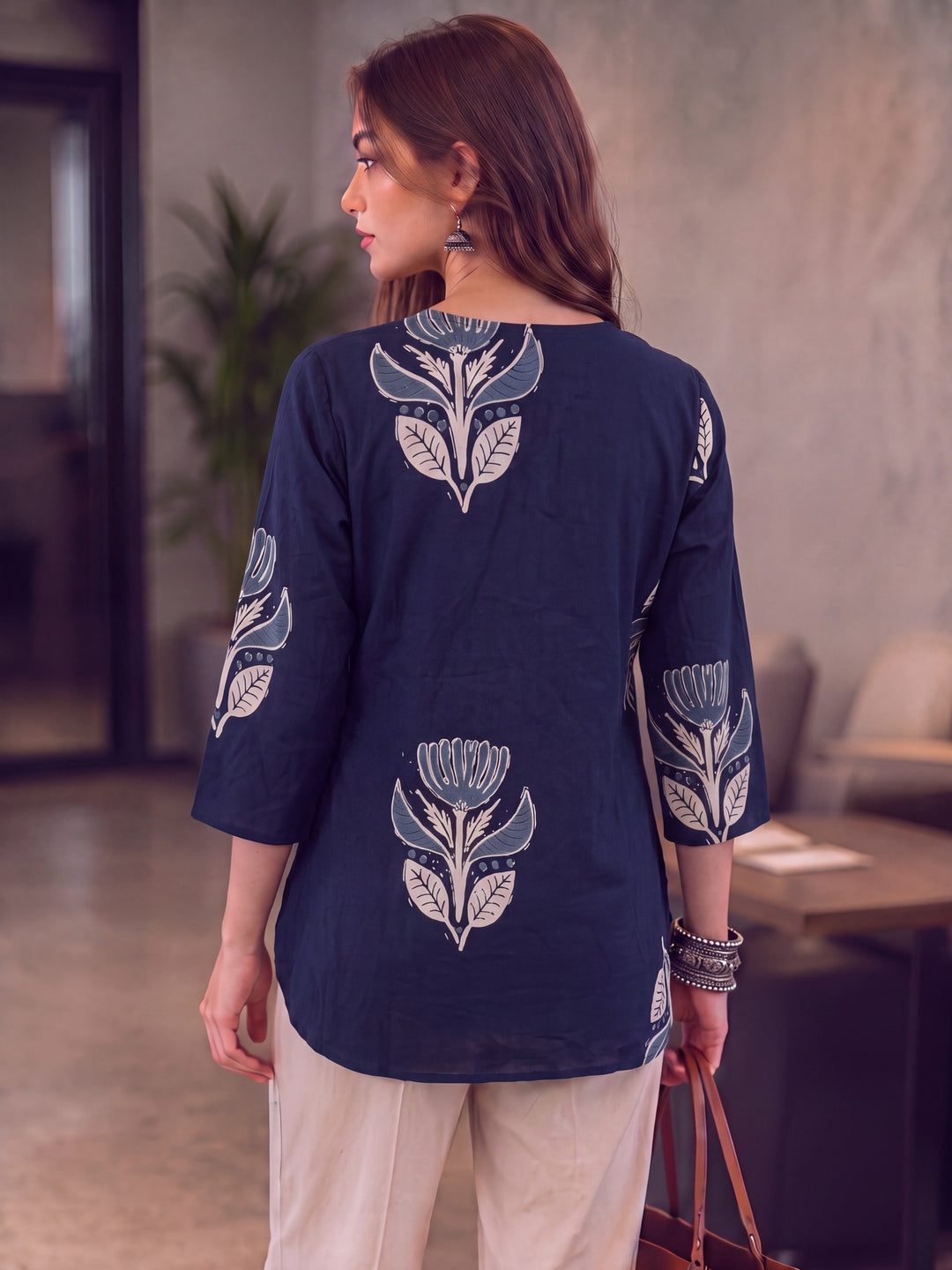 Navy Blue Cotton Top