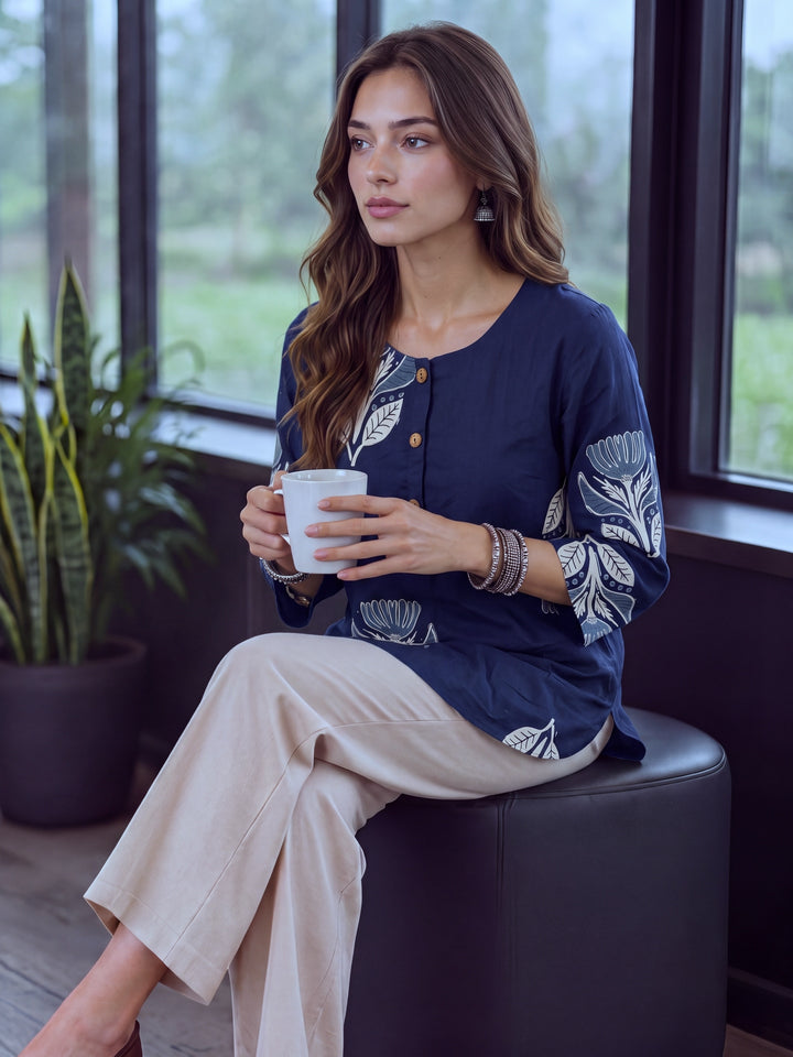 Navy Blue Cotton Top