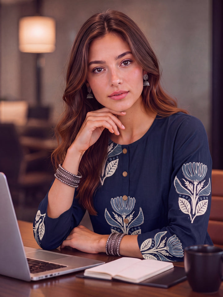 Navy Blue Cotton Top