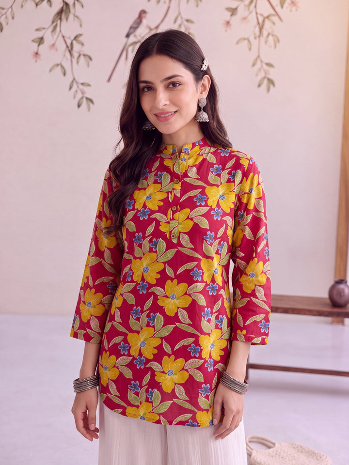 Pink Cotton Shirt Collar Top