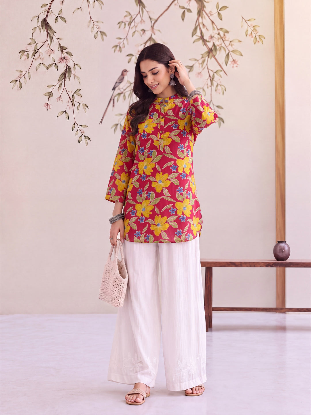 Pink Cotton Shirt Collar Top