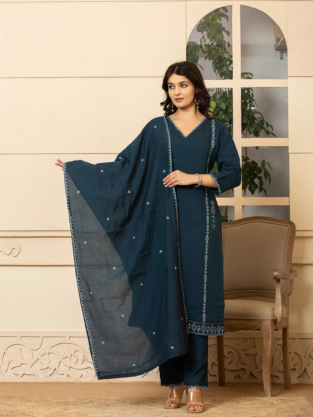 roman silk kurta dupatta pant setoffline_sku-71-Yufta Store-A168SKDBL