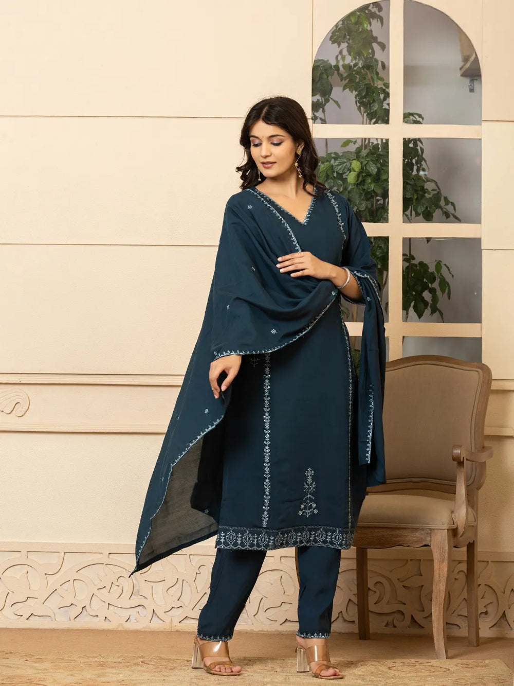 roman silk kurta dupatta pant setoffline_sku-71-Yufta Store-A168SKDBL