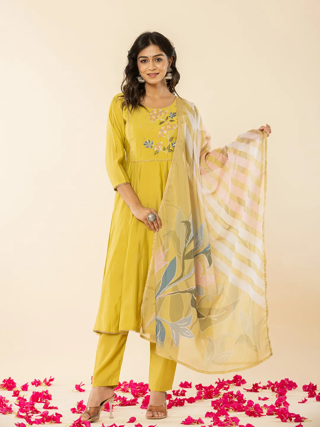 Mustard Yellow anarkali dupatta pant setoffline_sku-73-Yufta Store-A219SKDMS