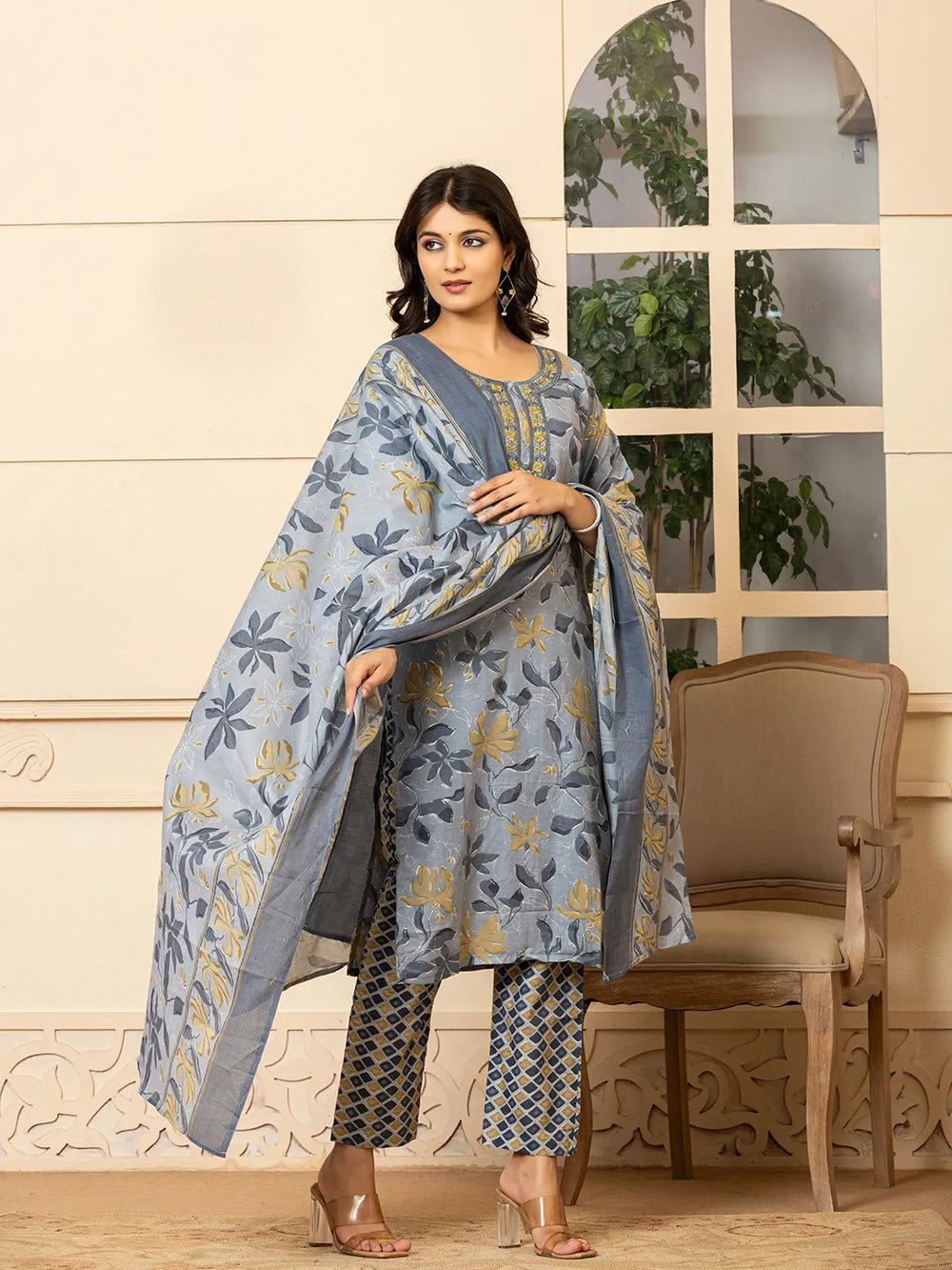 grey kurta dupatta pant setoffline_sku-79-Yufta Store-A232SKDGY