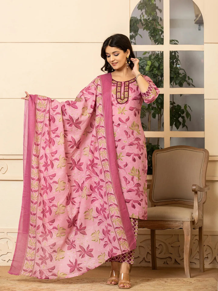 pink kurta dupatta pant setoffline_sku-80-Yufta Store-A232SKDPK