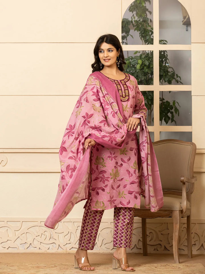 pink kurta dupatta pant setoffline_sku-80-Yufta Store-A232SKDPK