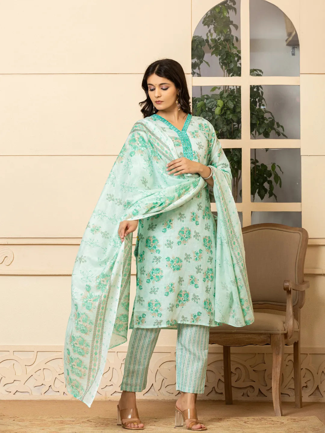 green kurta dupatta pant setoffline_sku-81-Yufta Store-A233SKDGR