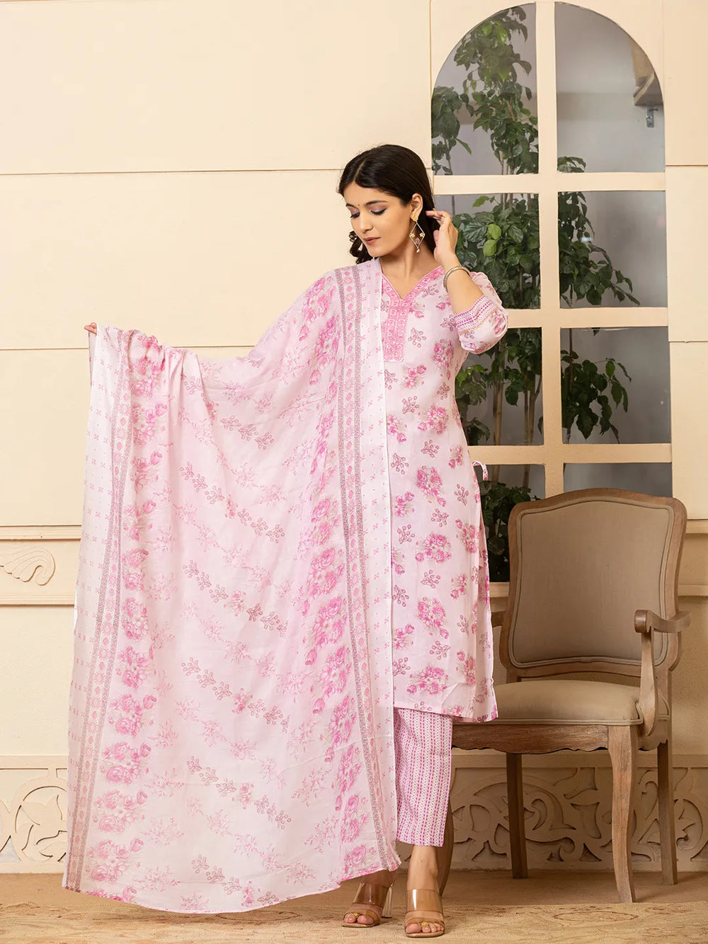 pink kurta dupatta pant setoffline_sku-82-Yufta Store-A233SKDPK