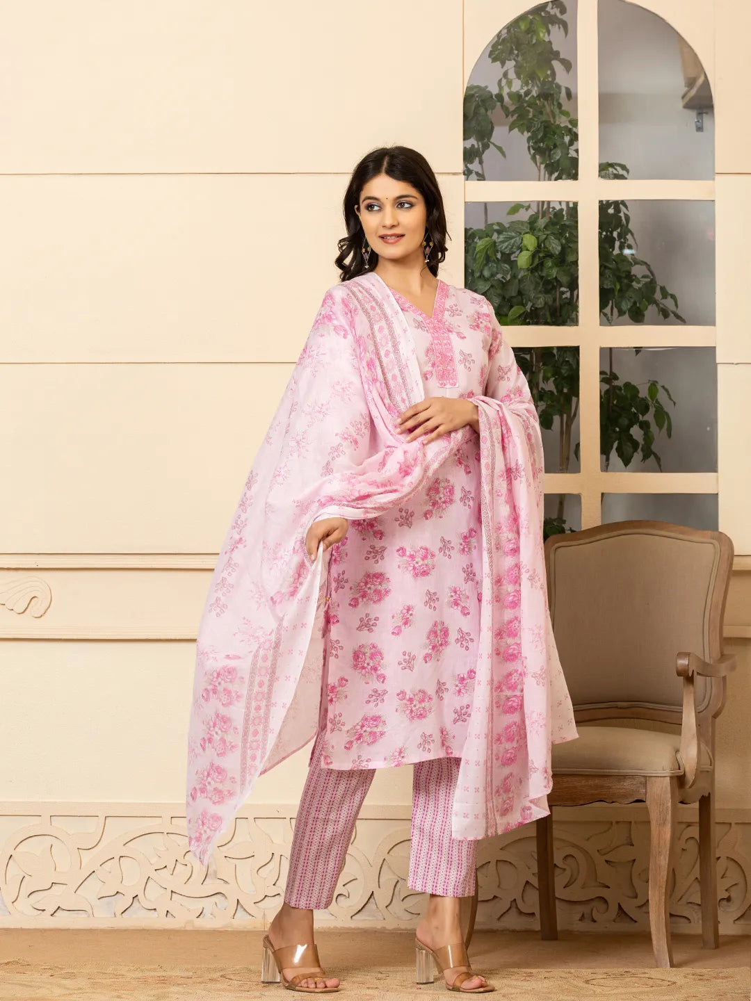 pink kurta dupatta pant setoffline_sku-82-Yufta Store-A233SKDPK