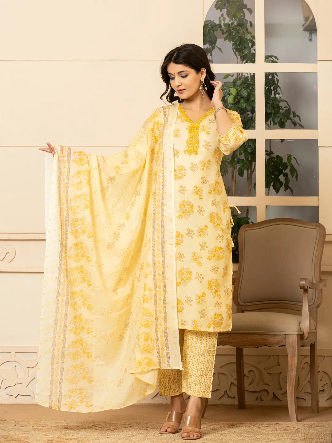 yellow kurta dupatta pant setoffline_sku-83-Yufta Store-A233SKDYL