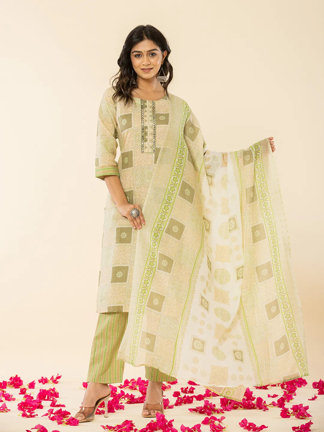 green kurta dupatta pant setoffline_sku-87-Yufta Store-A234SKDGR