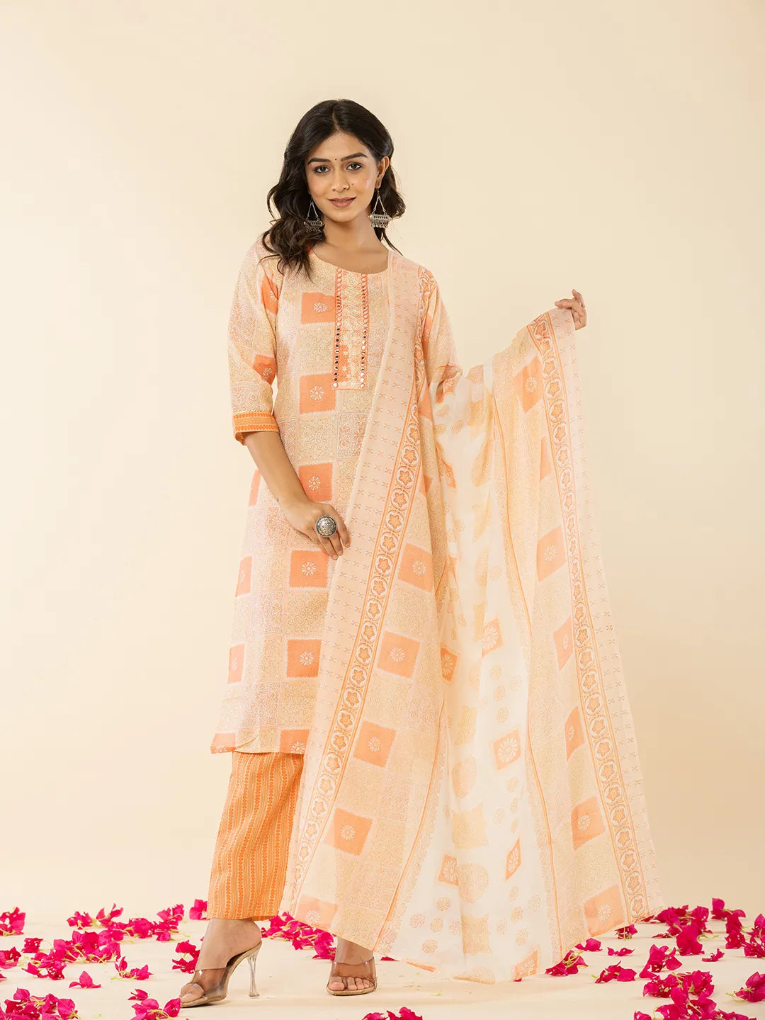 n orange kurta dupatta pant setoffline_sku-88-Yufta Store-A234SKDOR