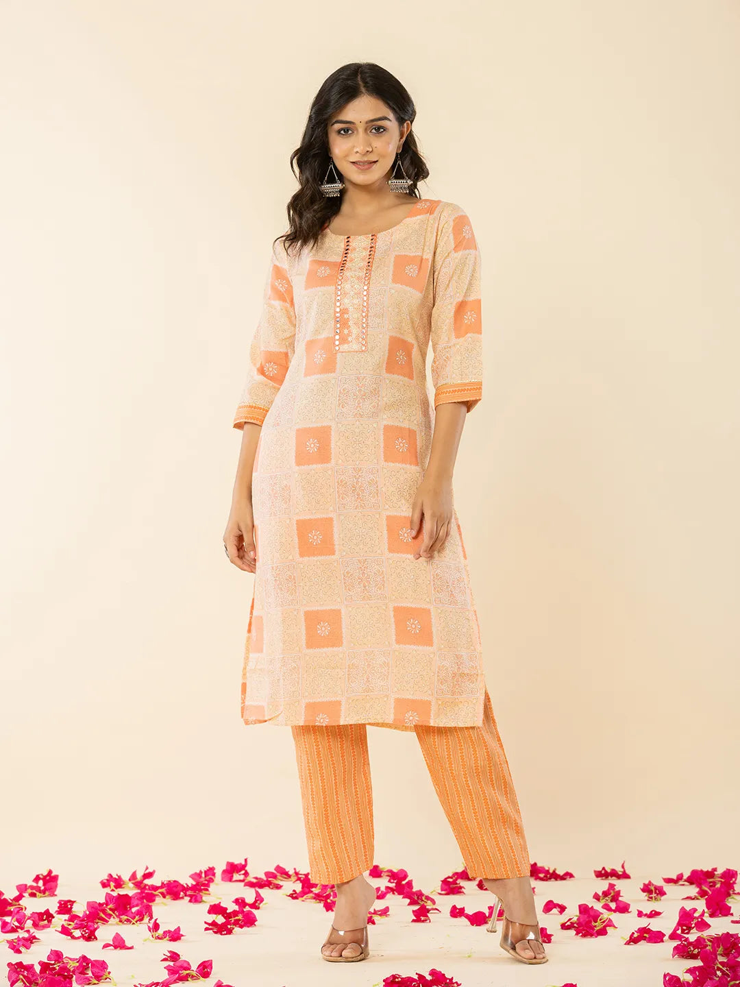 n orange kurta dupatta pant setoffline_sku-88-Yufta Store-A234SKDOR