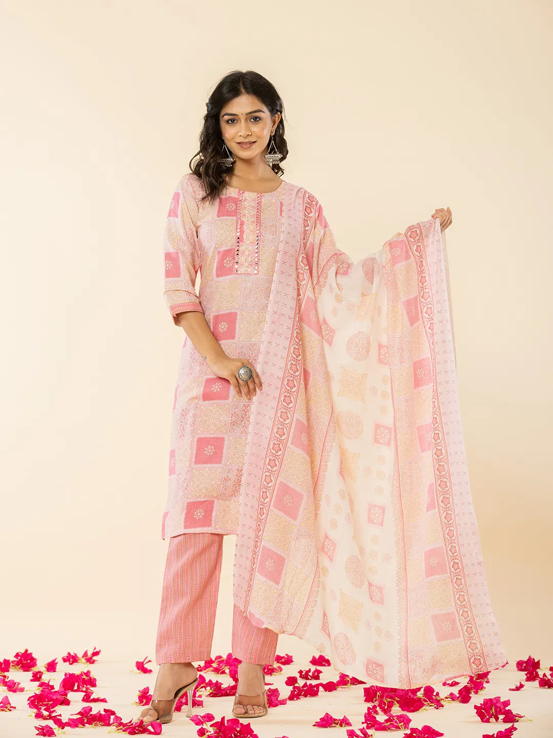 n pink kurta dupatta pant setoffline_sku-85-Yufta Store-A234SKDPK