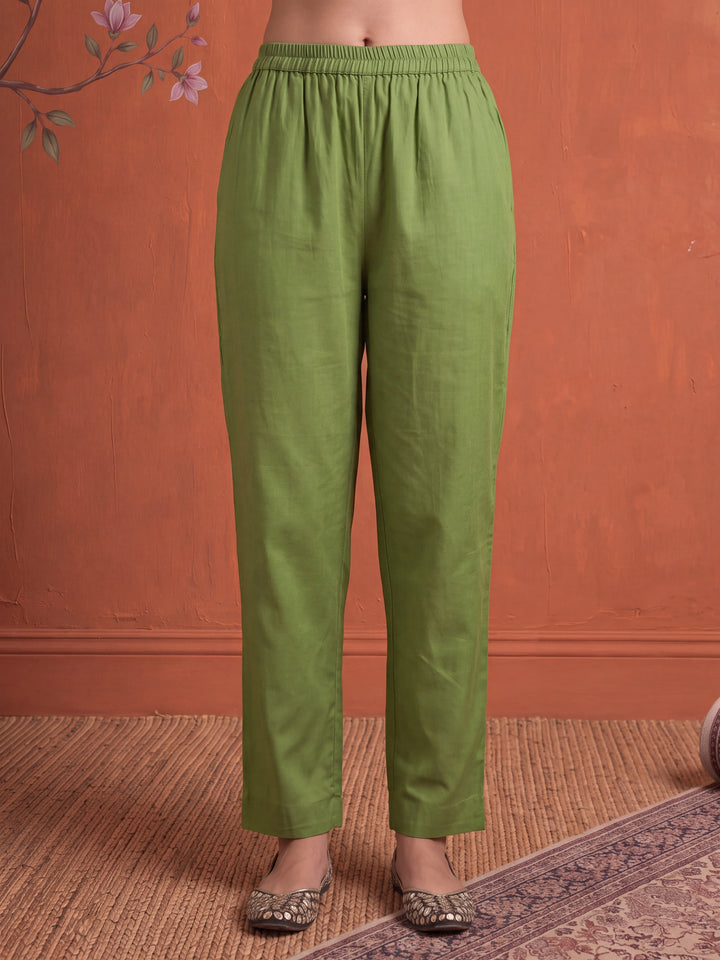 Silk Green Kurta Dupatta Pant Set