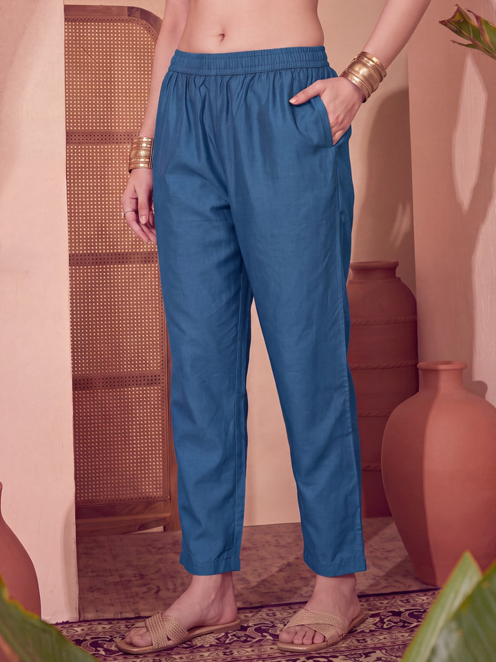 Poly Muslim Blue Kurta Dupatta Pant Set