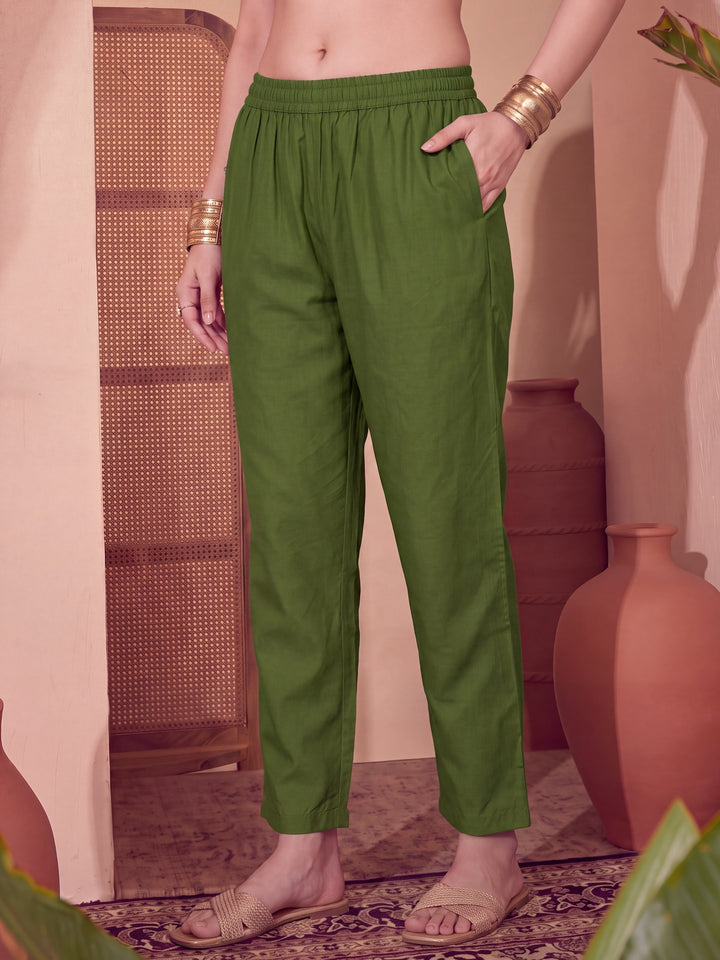 Poly Muslim Green Kurta Dupatta Pant Set
