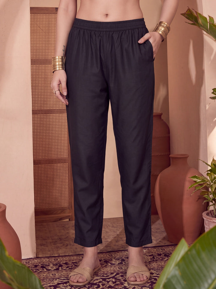 Poly Muslim Black Kurta Dupatta Pant Set