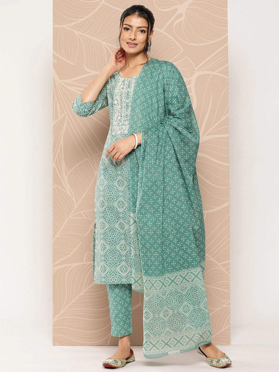 Bandhani Cotton Kurta Dupatta Set-Yufta Store-1244SKDGRS