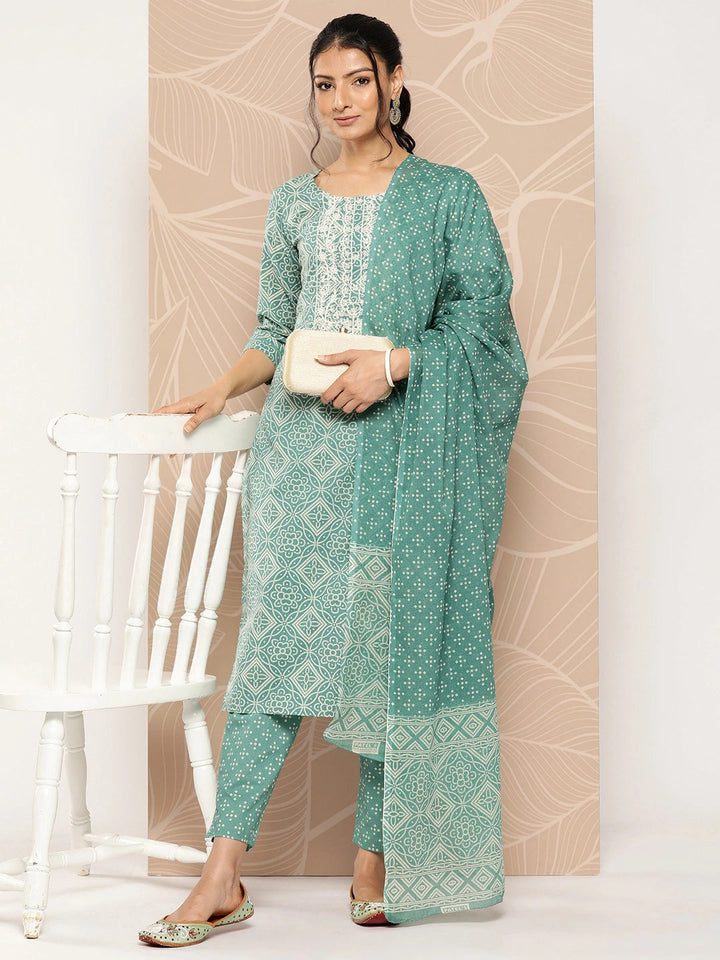 Bandhani Cotton Kurta Dupatta Set-Yufta Store-1244SKDGRS