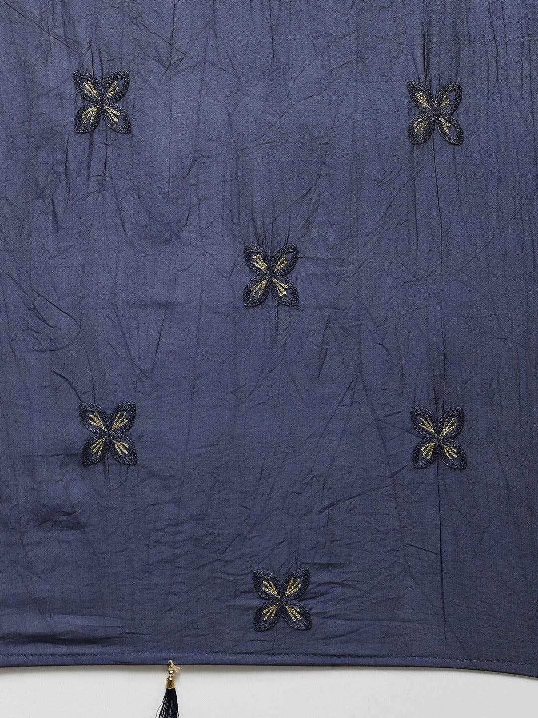 Beige & Navy Blue Printed Pure Cotton Kurta with Palazzos & Dupatta-Yufta Store-1555SKDBGS