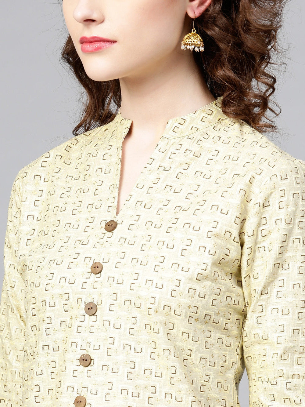 Beige Straight Kurta-Yufta Store-YUFPJSET2056KUS