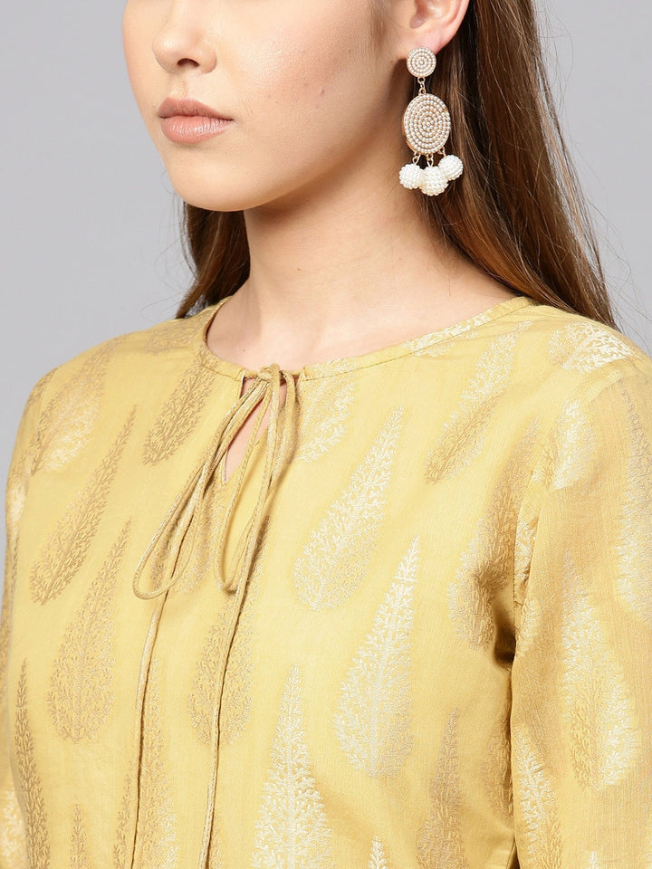 Beige Straight Kurta-Yufta Store-YUFPJSET2077KUM