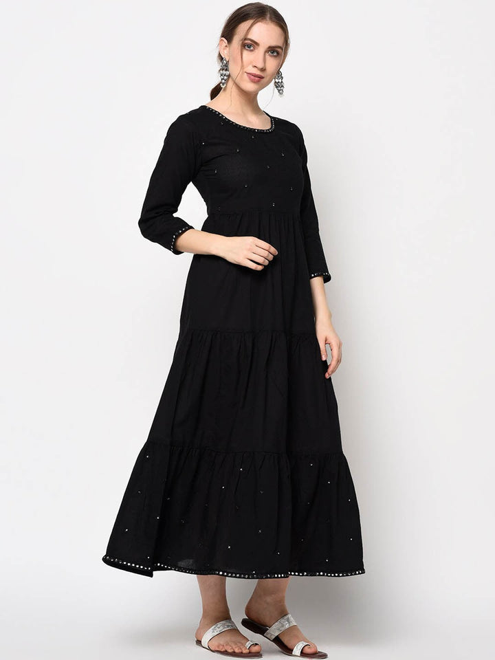 Black A-Line Dress-Yufta Store-7548KURBKS