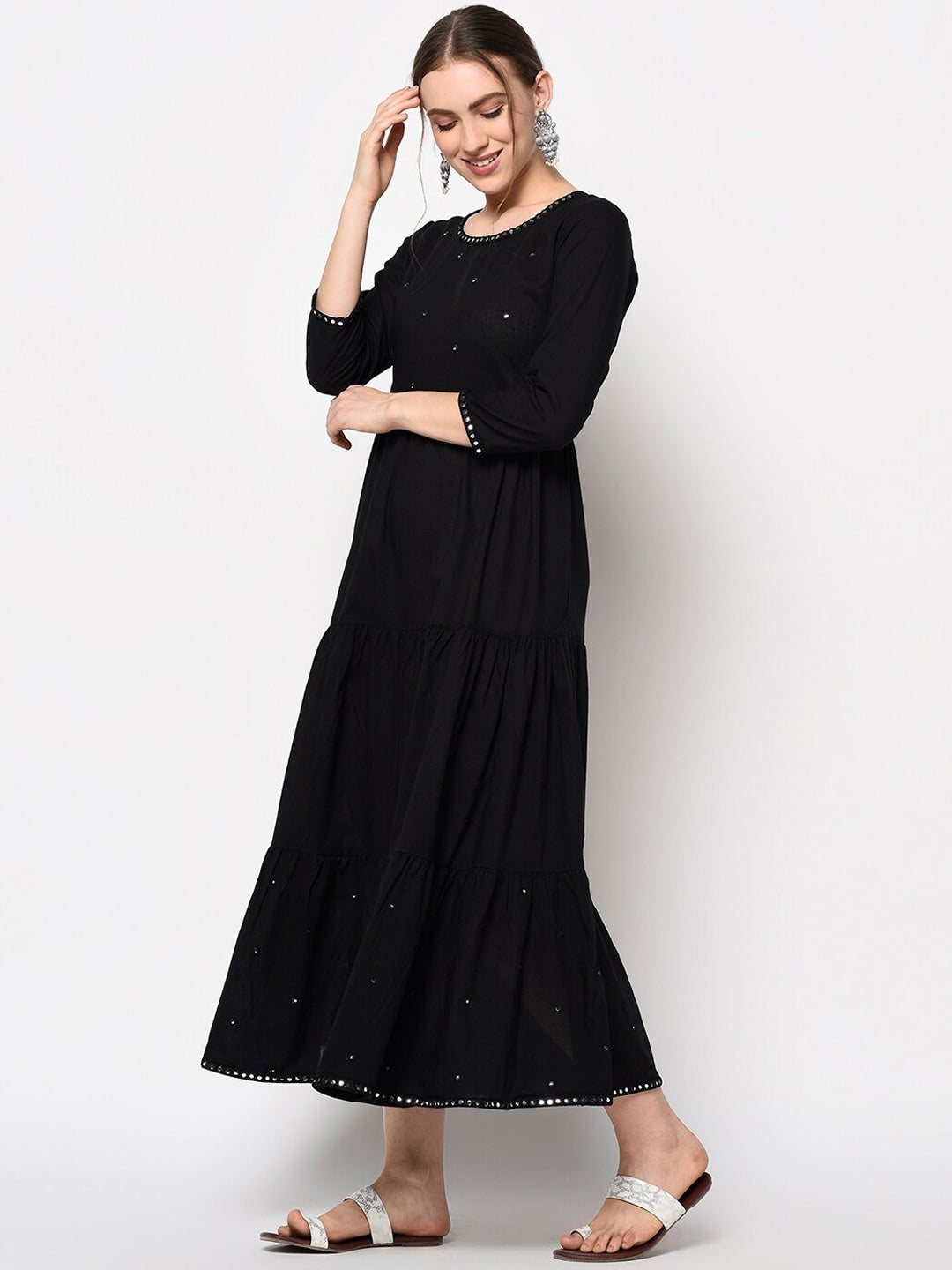 Black A-Line Dress-Yufta Store-7548KURBKS