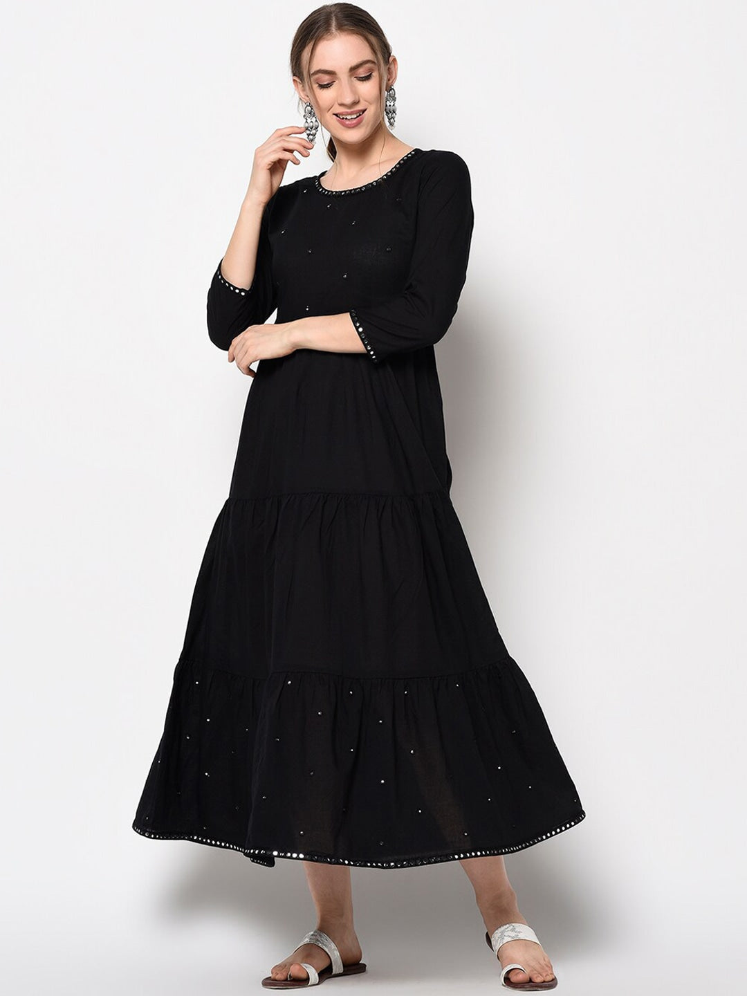 Black A-Line Dress-Yufta Store-7548KURBKS