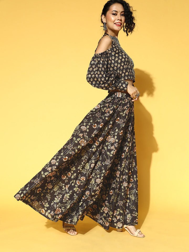 Black & Beige Printed Co-Ords-Yufta Store-9613CRDBKS