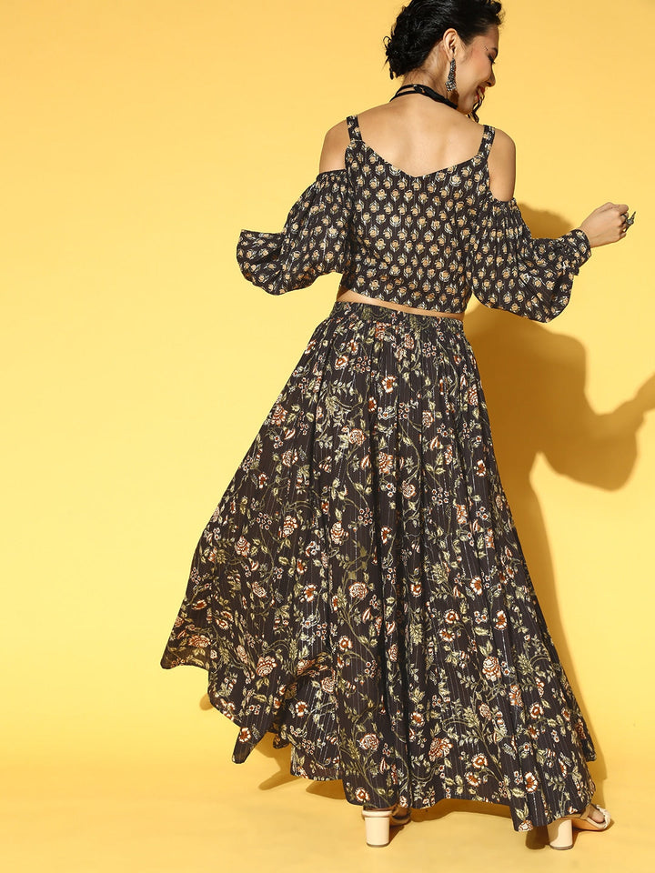 Black & Beige Printed Co-Ords-Yufta Store-9613CRDBKS