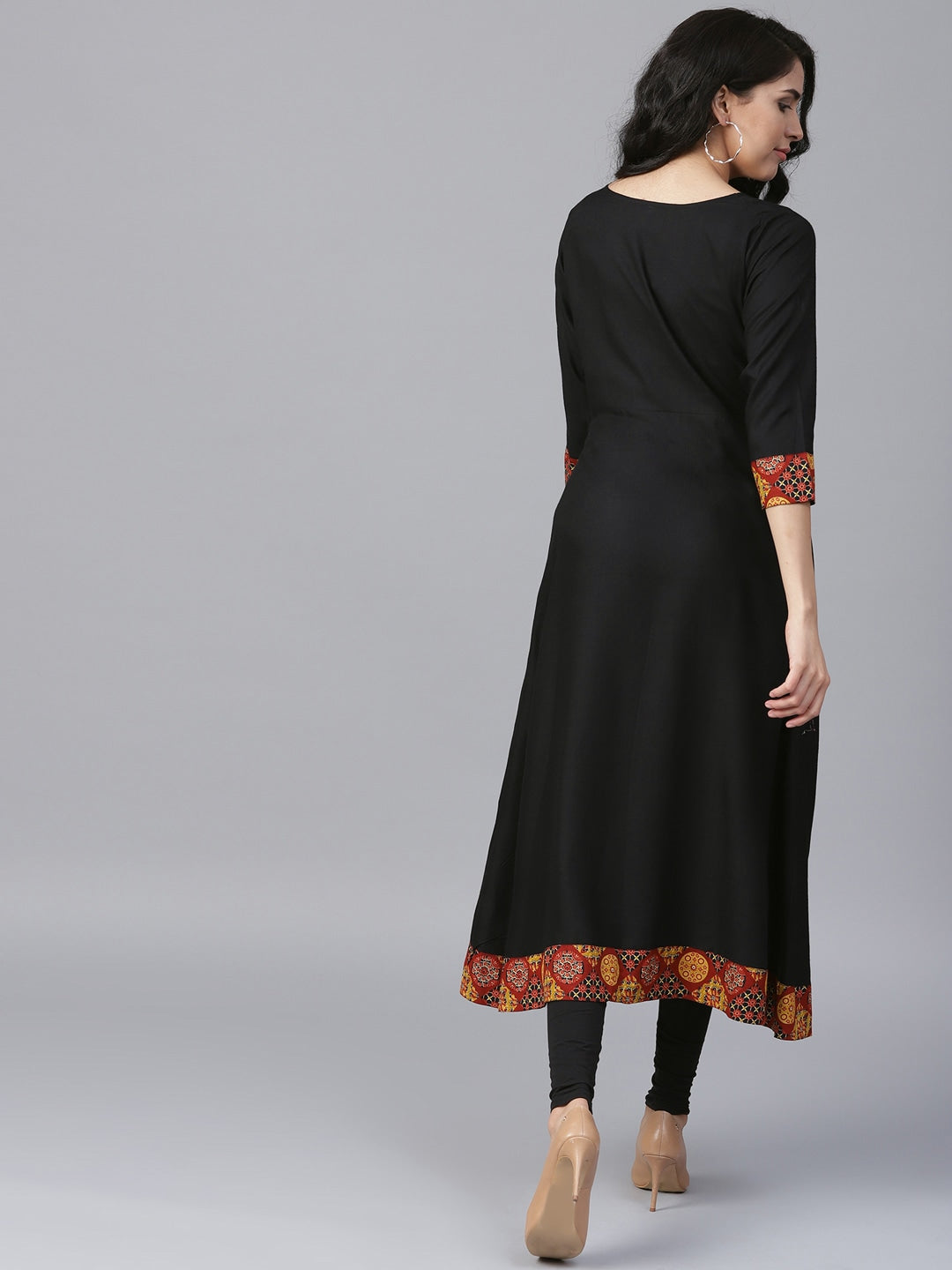 Black & Brown A-Line Kurta-Yufta Store-1383KURBKS