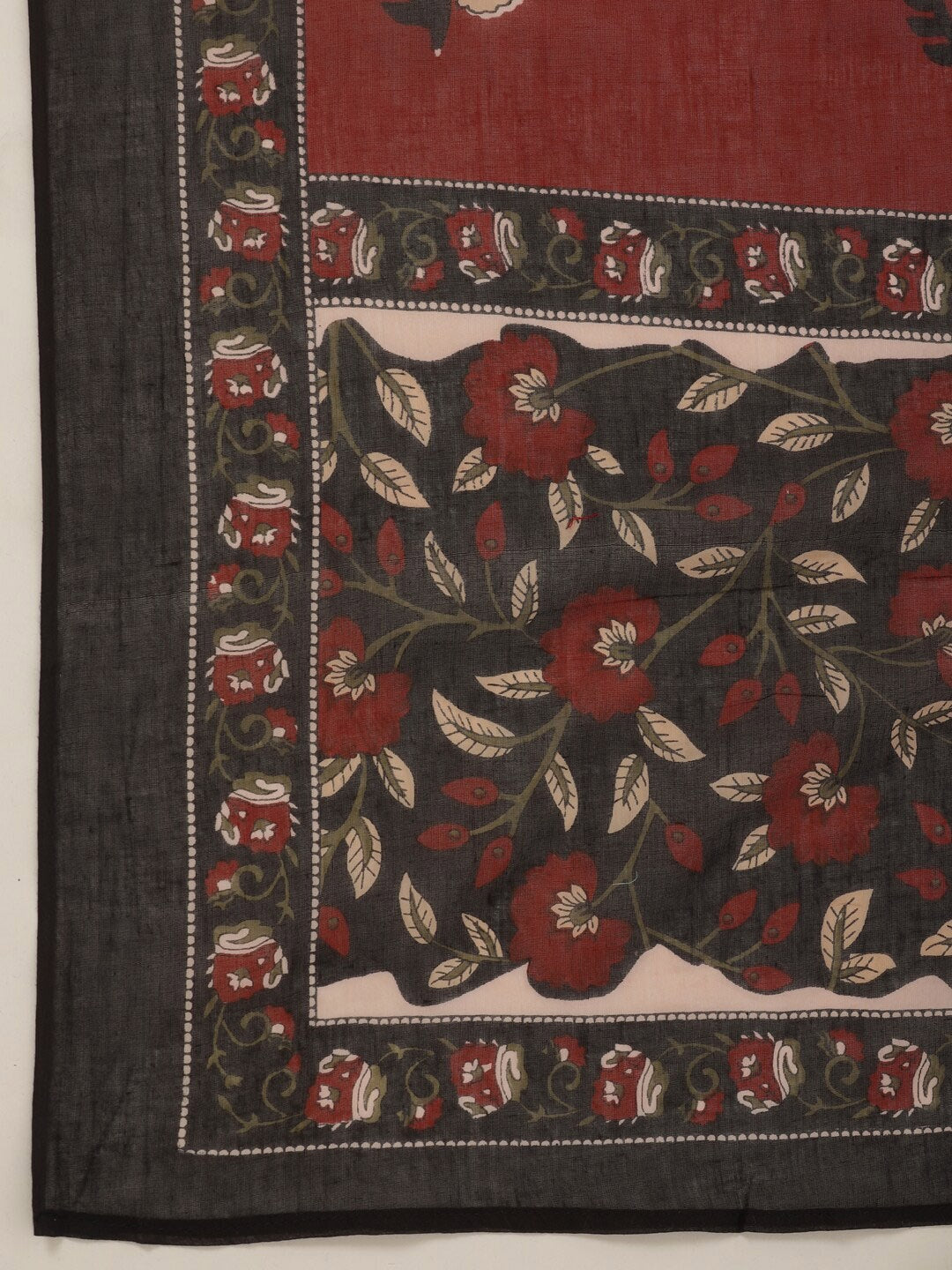 Black Ethnic Motifs Cotton Printed Dupatta Set-Yufta Store-9464SKDBKS