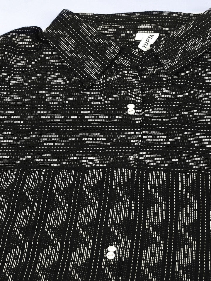 Black & Grey A-Line Kurta-Yufta Store-7510KURBKS