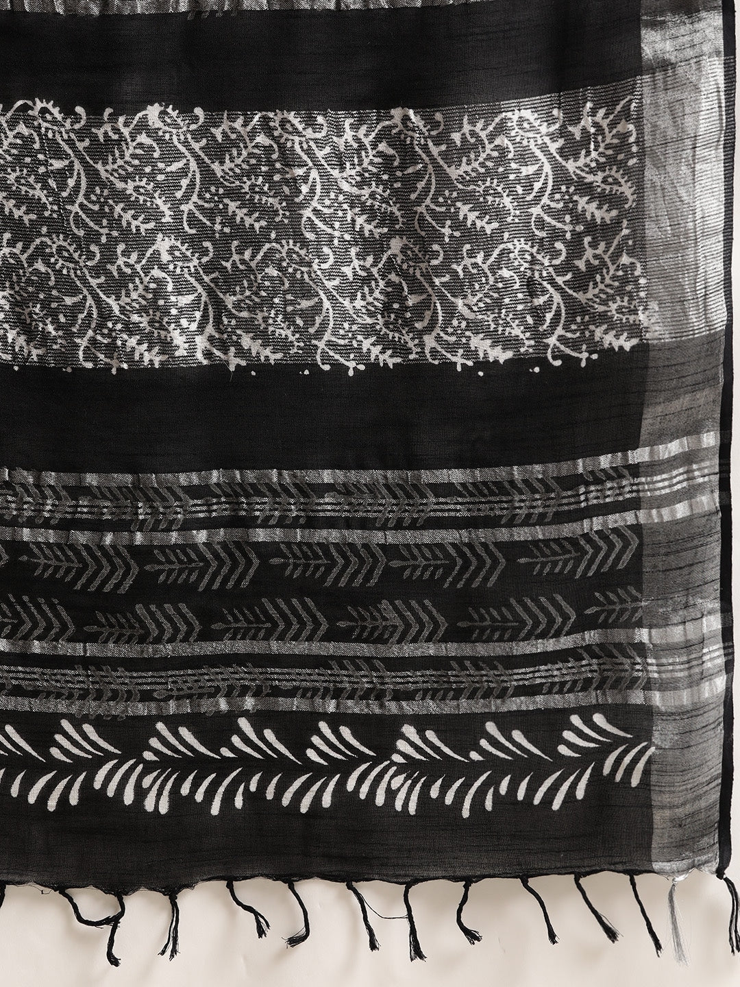 Black Handwoven Ethnic Motifs Zari Saree-Yufta Store-6029SARBK