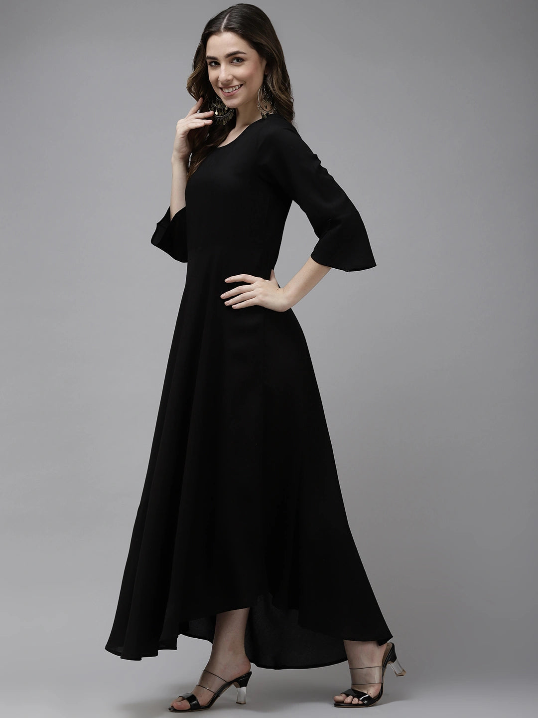 Black Midi Dress With Jacket-Yufta Store-9735DRSBKS