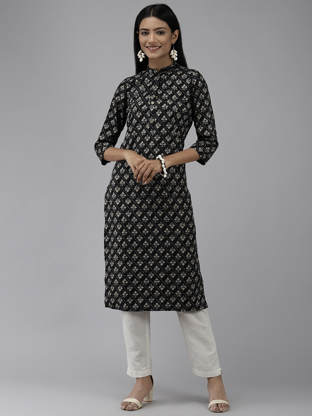 Black Printed Kurta-Yufta Store-2748KURBKS