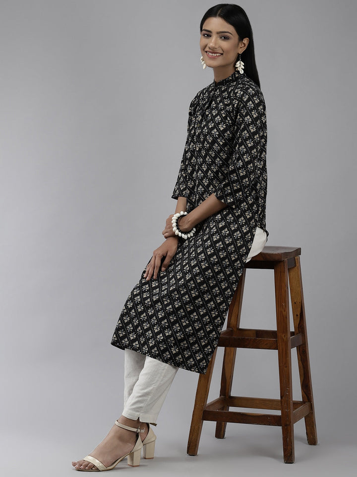 Black Printed Kurta-Yufta Store-2748KURBKS