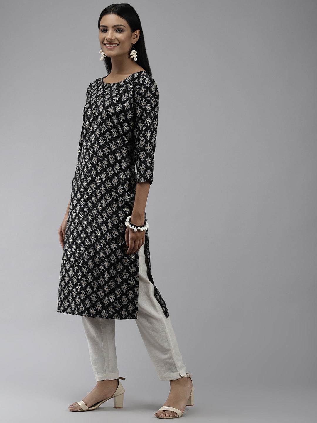 Black Printed Kurta-Yufta Store-2749KURBKS