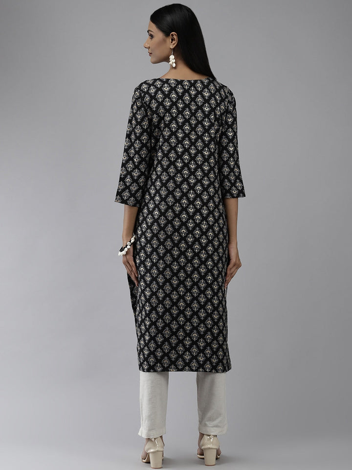 Black Printed Kurta-Yufta Store-2749KURBKS