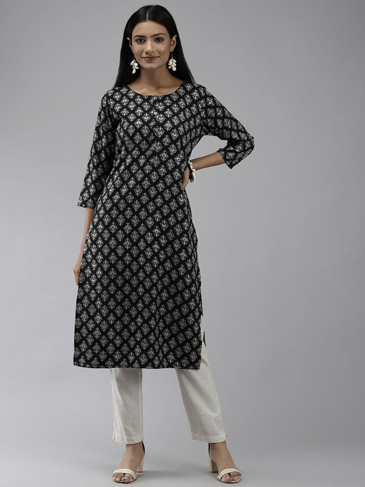 Black Printed Kurta-Yufta Store-2749KURBKS