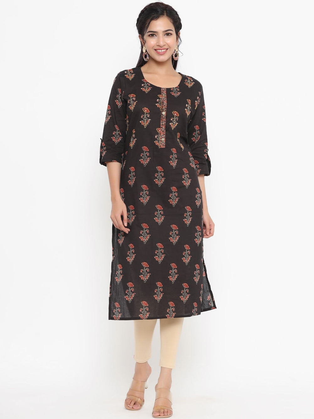 Black Printed Kurta-Yufta Store-4730KURBKS