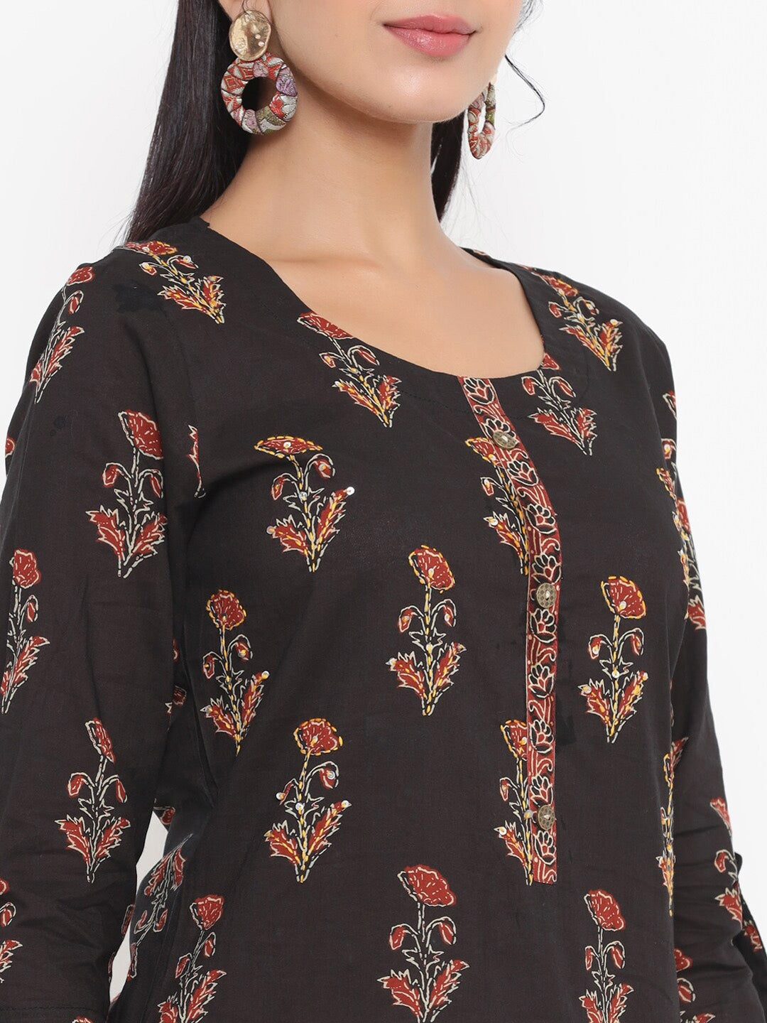 Black Printed Kurta-Yufta Store-4730KURBKS