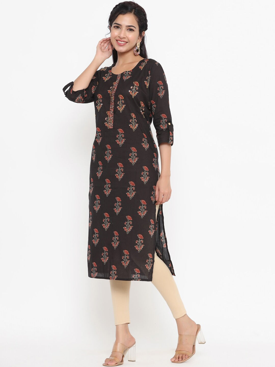 Black Printed Kurta-Yufta Store-4730KURBKS